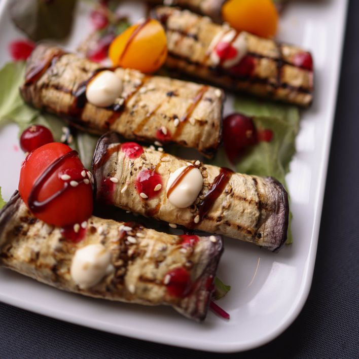 eggplant roll: grilled, sun-dried tomato and goat cheese