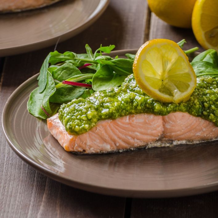 pesto marinated salmon