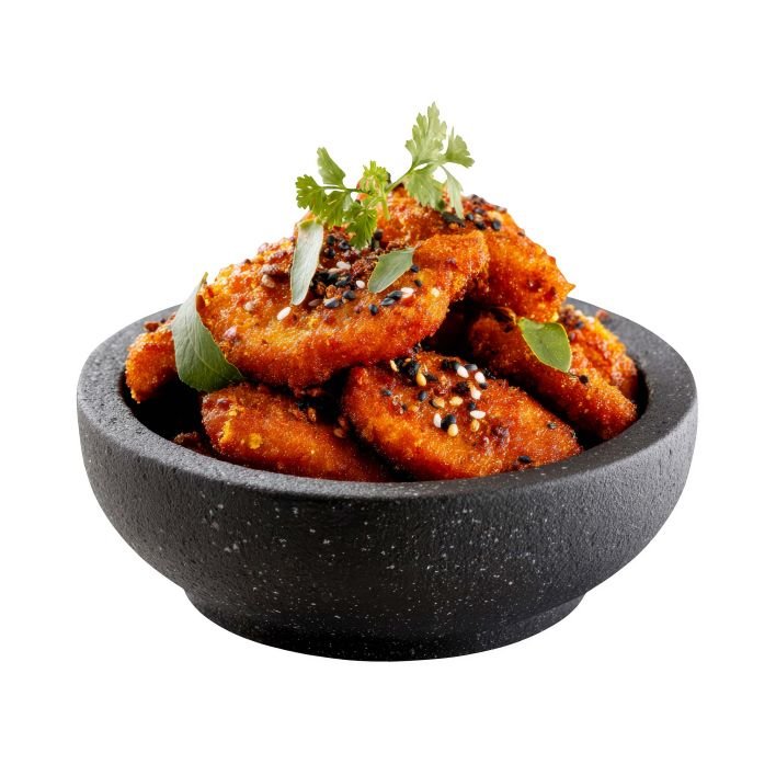 sesame chicken fritters: with hot honey chili sauce