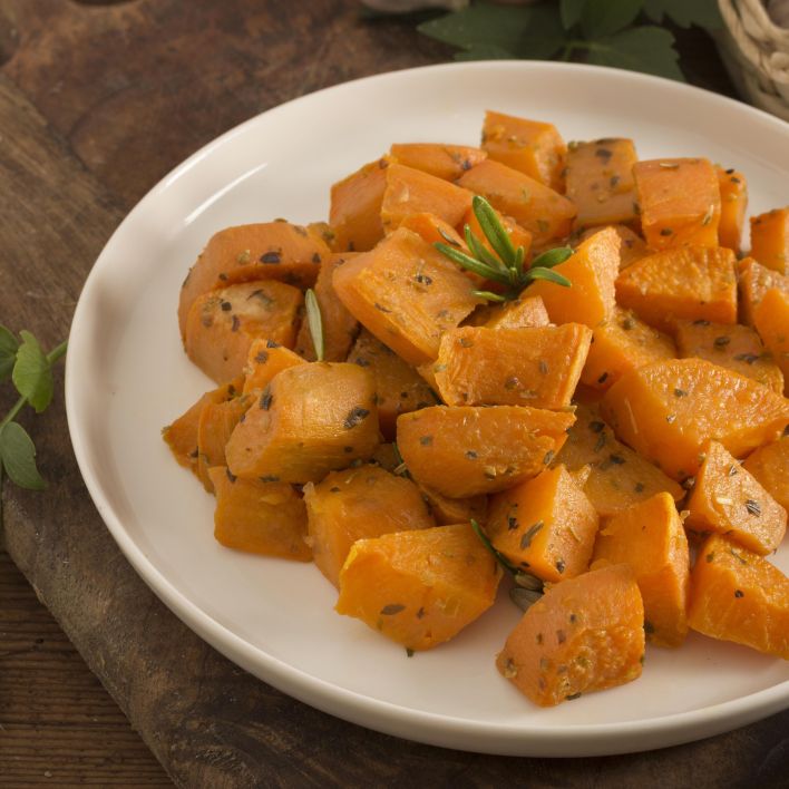 roasted sweet potatoes with maple and autumn spices