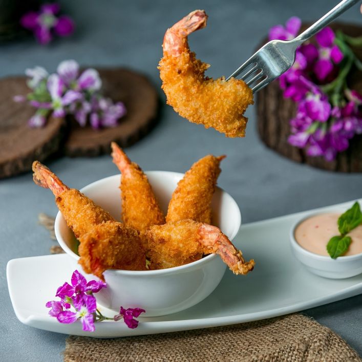 coconut shrimp: with sweet and sour apricot sauce