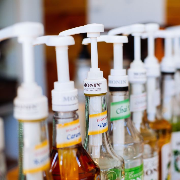flavored syrup bottles