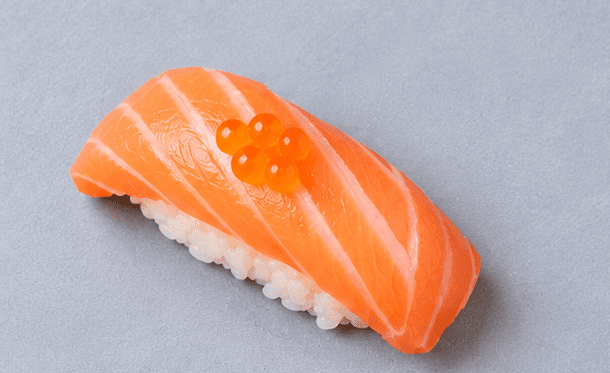 Salmon Nigiri, Yuzu Gel + Ikura Salmon Roe