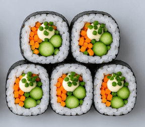 Asparagus & Carrot Futomaki, Mayo + Chives