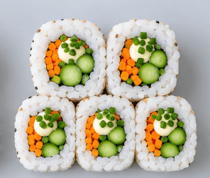 Asparagus & Carrot Futomaki, Mayo + Chives
