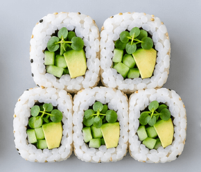 Avocado & Cucumber Futomaki, Shiso Cress